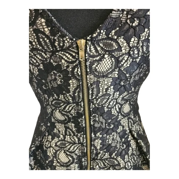 UNBRANDED sleeveless fit & flare lace mini dress cream black size small - Picture 4 of 6